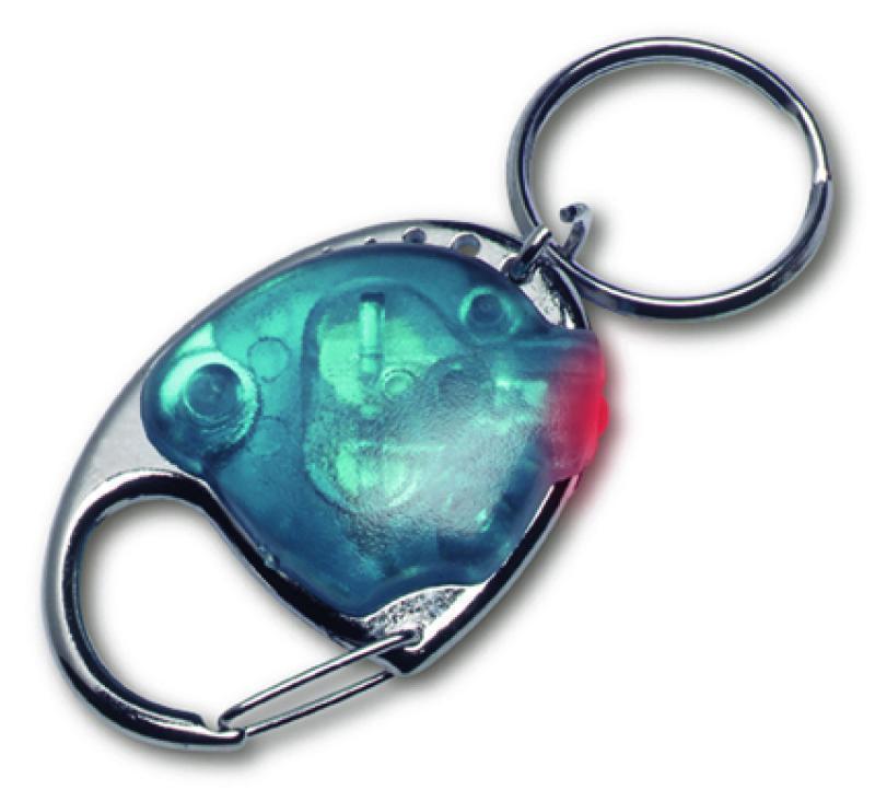 Translucent keyring high-tech, with snap hook and red light, incl batt