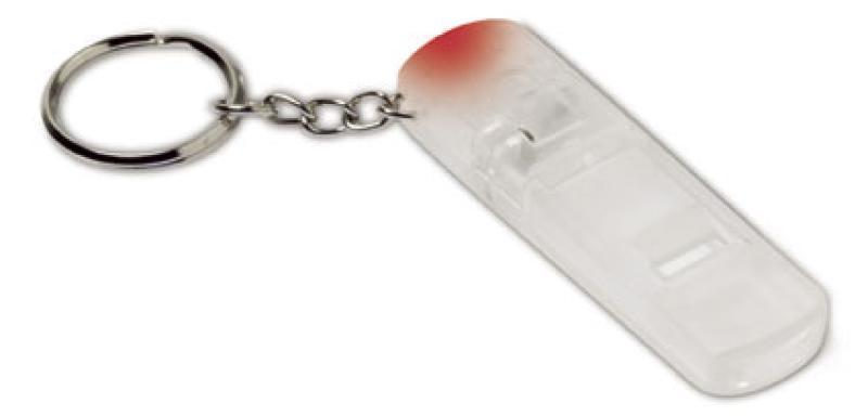 Translucent keyring, with whistle and red light, incl batt(D)